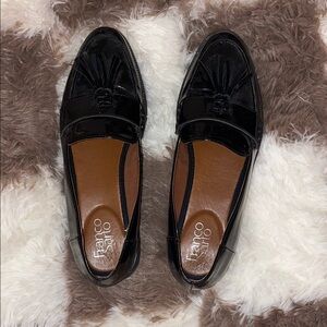 Franco Sarto Black Patent Tassel Penny Loafers